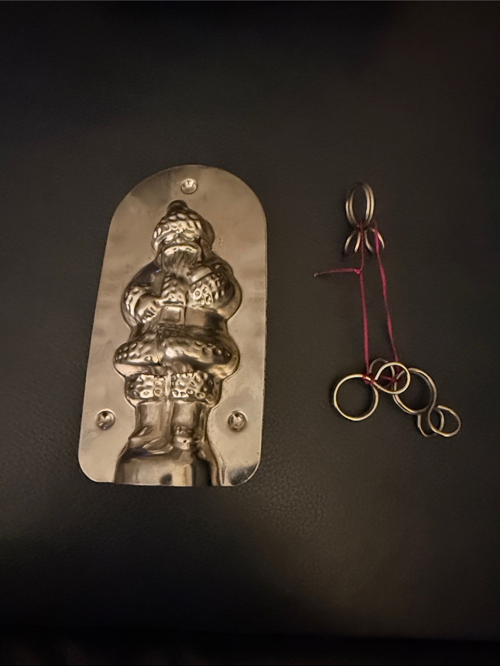 Vintage Metal Santa Chocolate Mold with Ring Clips